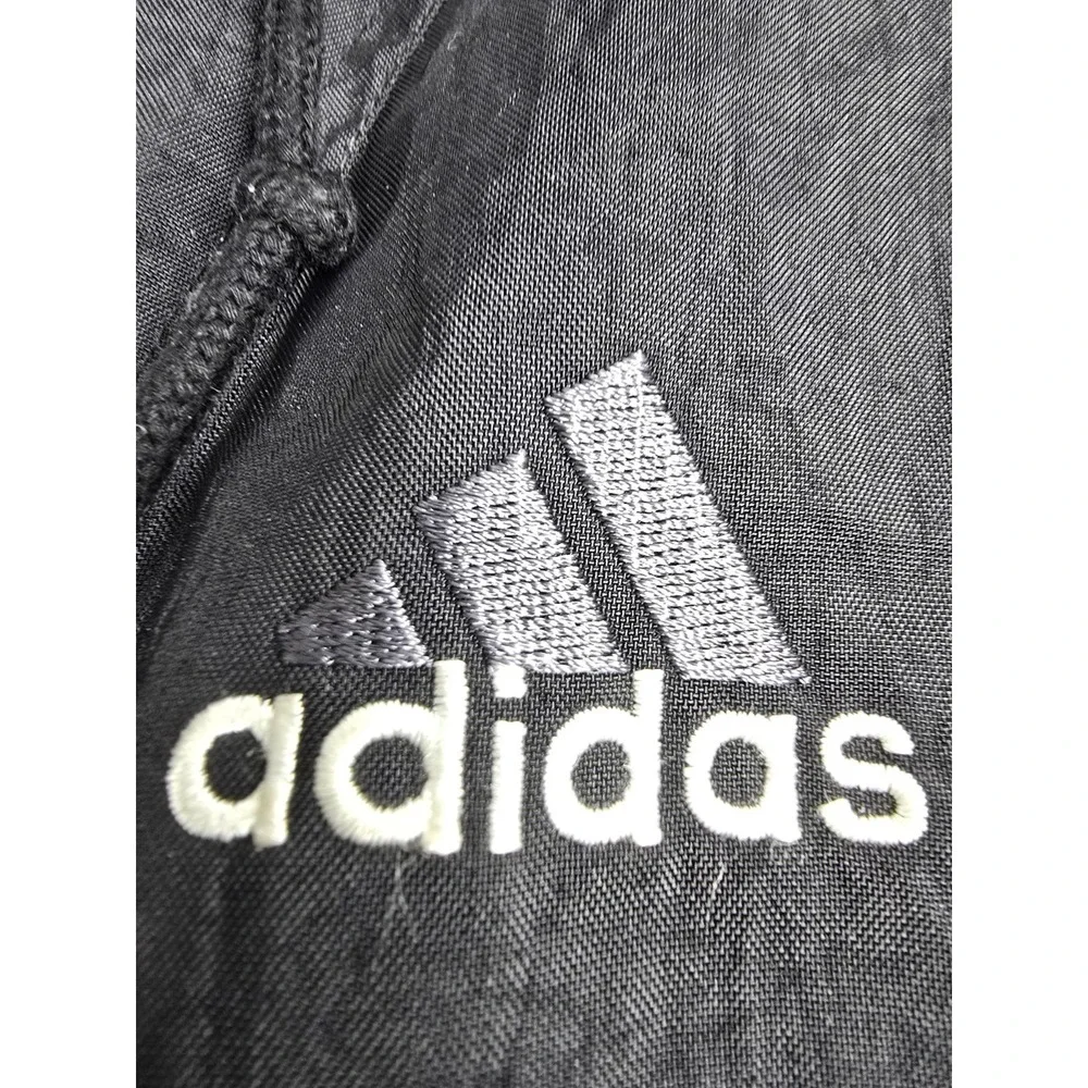 Vintage Adidas Black Gray Winter Hooded Oversized Quilted Jacket Mens Size Large